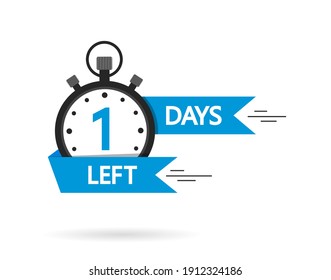 Countdown with left 1 day. Timer with three day go. Clock with count to sale. Banner, sticker, badge for discount. Special promotion offer for product on market. Icon of stopwatch for business. Vector