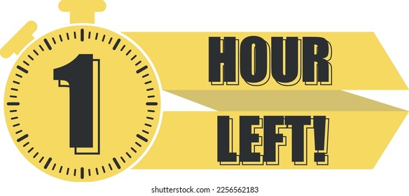 Countdown left 1 hours banner. count time sale.