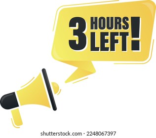 Countdown left 3 hours banner. count time sale.