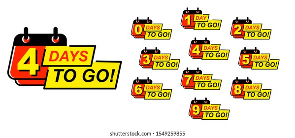 Countdown left days banner. count time sale. Nine, eight, seven, six, five, four, three, two, one, zero days left. Vector illustration. EPS 10