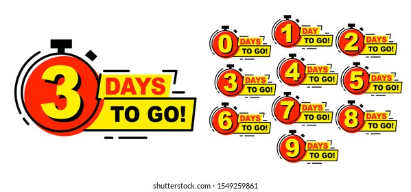 Countdown left days banner. count time sale. Nine, eight, seven, six, five, four, three, two, one, zero days left. Vector illustration. EPS 10