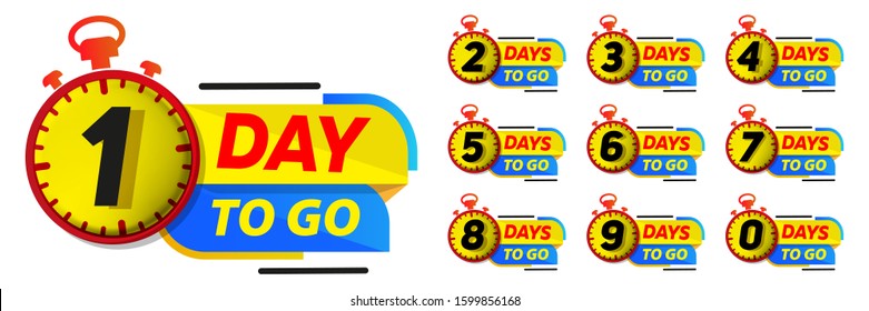 Countdown left days banner. count time sale. Nine, eight, seven, six, five, four, three, two, one, zero days left. Vector illustration
