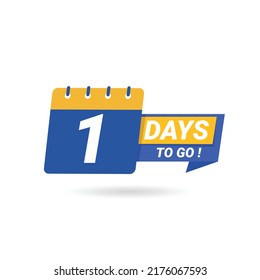 Countdown left days banner. count time sale, Limited time offer special banner. Promotion sale badge, 1 days to go