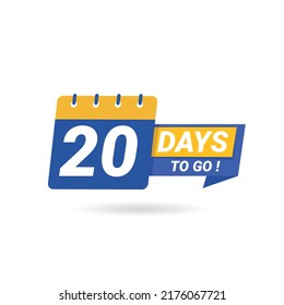 Countdown left days banner. count time sale, Limited time offer special banner. Promotion sale badge, 20 days to go