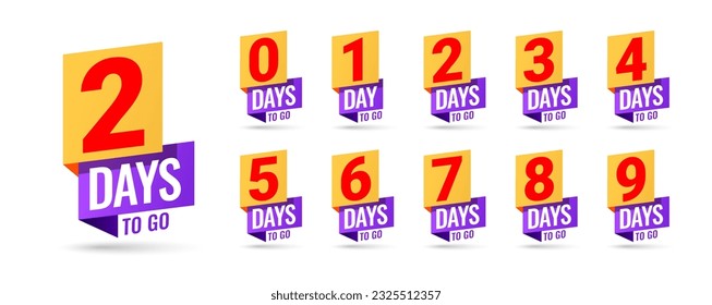 Countdown left days banner. count time sale. Nine, eight, seven, six, five, four, three, two, one, zero days left. Vector illustration