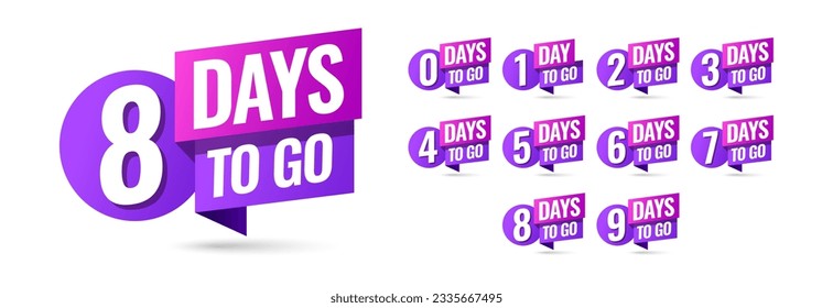 Countdown left days banner. count time sale. Nine, eight, seven six five four three two one zero days left. Vector illustration