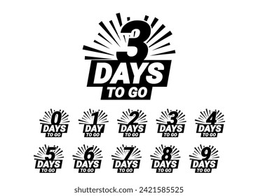 Countdown left days banner. count time sale. Nine, eight, seven six five four three two one zero days left. Vector illustration