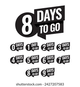 Countdown left days banner. count time sale. Nine, eight, seven six five four three two one zero days left. Vector illustration