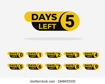 countdown left days banner design with number nine eight seven six five four three two one zero days left count time sale tags set for your product promotion theme