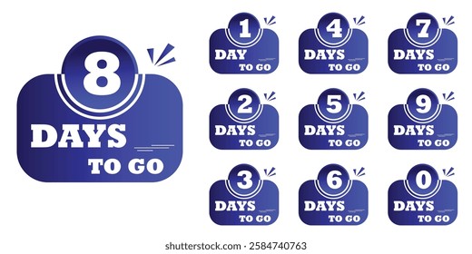 Countdown left days banner. days to go count time banner one to ten, One to ten days left banner. can be use for promotion, sale, landing page, template, web, mobile app, poster, banner