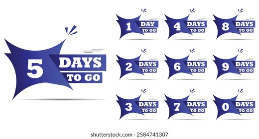 Countdown left days banner. days to go count time banner one to ten, One to ten days left banner. can be use for promotion, sale, landing page, template, web, mobile app, poster, banner