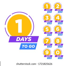 Countdown left days banner. From one to ten. Vector illustration eps 10