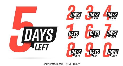 Countdown left days banner vector. Counter of days from 0 to 9 before the start of the event.