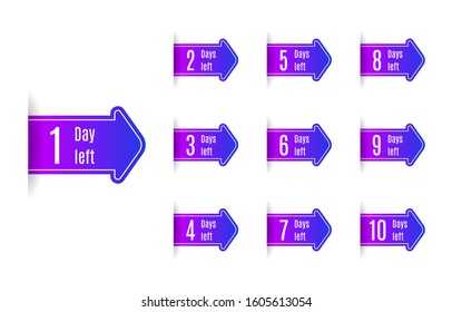 Countdown left days icons. Count time sale. Vector illustration