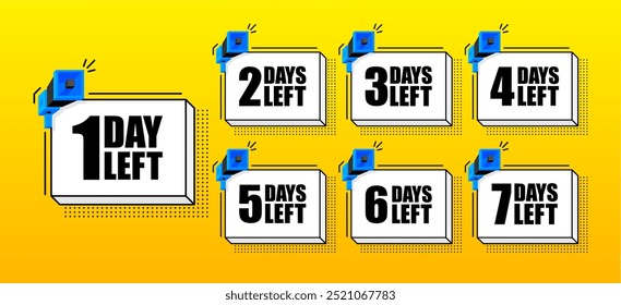 Countdown Left Days. Number of days left to sign for sale or promotion. Countdown timer. Stopwatches set. Vector illustration.