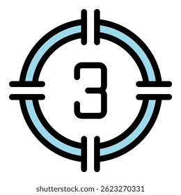Countdown movie icon. Outline countdown movie vector icon color flat isolated