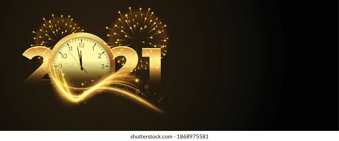 Countdown For New Year 2020 With Clock And Firework