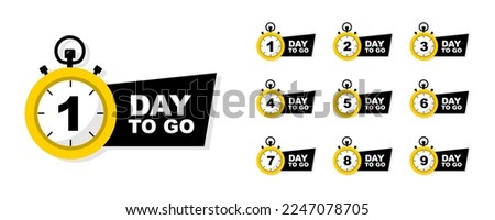 Countdown number 1, 2, 3, 4, 5, 6, 7, 8, 9, of days. Sale time countdown. Count down vector banner template. Number of days left. Promotional banners. Offer timer, sticker limited to few days 商業照片 © 