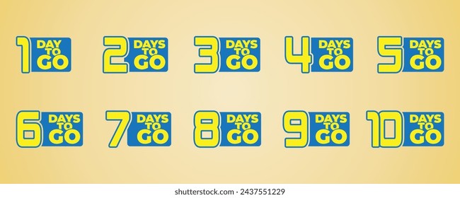 Countdown number day to go set vector clipart