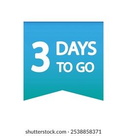 Cuenta atrás número tres. Atrevido 3 días para ir. Símbolo de recordatorio de Vector. Tiempo de evento restante.