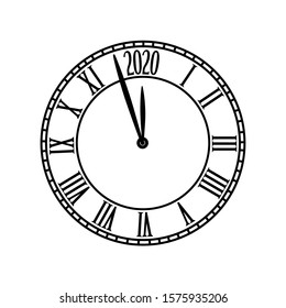 Countdown on classical clock interface to New Year 2020. New year design concept, greeting card, etc