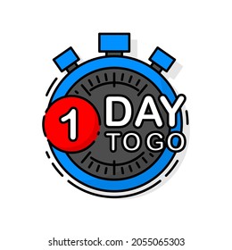 Countdown One day to go banner, count time sale. Seven, six, five, four, three, two, one days to go. Interesting design on White background. Vector illustration.