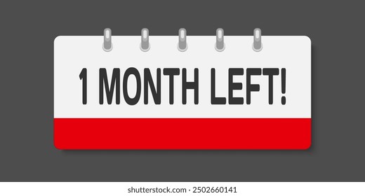 Countdown page calendar icon - 1 month left. Vector number day to go. Agenda app, business deadline, date. Reminder, schedule simple pictogram. Countdown for sale, promotion. One month to go