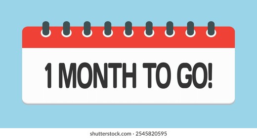 Countdown page calendar icon - 1 month to go. Vector number day to go. Agenda app, business deadline, date. Reminder, schedule simple pictogram. Countdown for sale, promotion. One month left