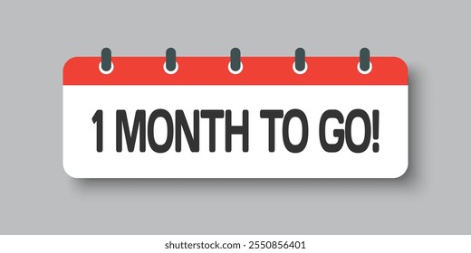 Countdown page calendar icon - 1 month to go. Vector number day to go. Agenda app, business deadline, date. Reminder, schedule simple pictogram. Countdown for sale, promotion. One month left