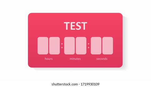 Countdown. Rectangular red shape of the Test start with a countdown. Colorful timer templates. Vector illustration