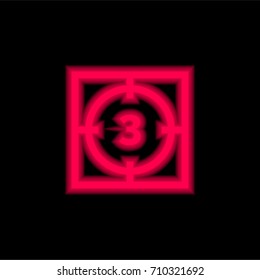 Countdown red glowing neon ui ux icon. Glowing sign logo vector