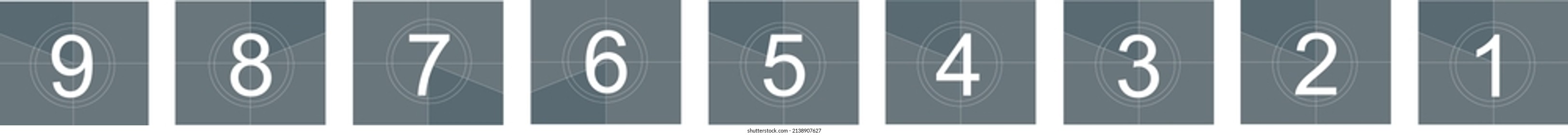 Countdown retro cinema. Vector illustration in a flat style.