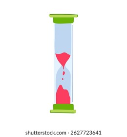 countdown sand timer kids cartoon. hourglass playtime, learning fun, visual tool countdown sand timer kids sign. isolated symbol vector illustration