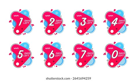 Countdown showing number of days left. Time counter for limited offers, upcoming events, or sales. Modern design element for promotion banners, reminders, and marketing materials.