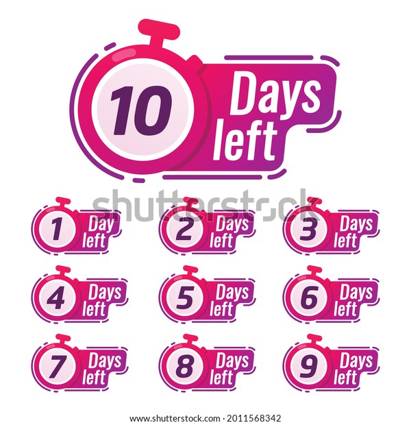 Countdown sign timer counter. Number\
Days to go badges for event coming vector\
illustration