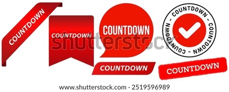 Countdown stamp red badge time count limit deadline timer announcement sticker label ribbon banner design set collection illustration