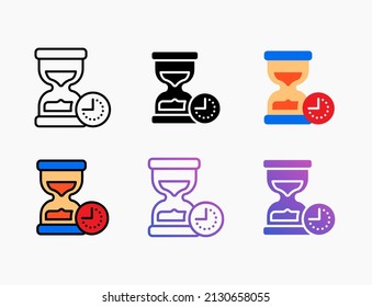 icono de hornillo de tiempo de cuenta atrás con línea, contorno, plano, relleno, glifo, color, gradiente. Actrazo editable y píxel perfecto. Se puede usar para productos digitales, presentación, diseño de impresión y más.