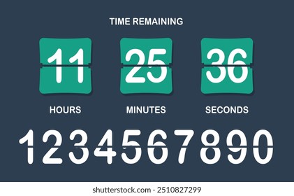 Cuenta atrás. Tiempo restante, horas, minutos, segundos, números, voltear, temporizador, oferta limitada, apresurarse, venta, publicidad, reloj, anuncio comercial, estrategia de marketing, adquisición de clientes, límite, fecha límite, blanco