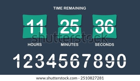 Countdown. Time remained, hours, minutes, seconds, numbers, flip, timer, limited offer, hurry up, sale, advertising, watch, business ad, marketing ploy, customer acquisition, limit, deadline, white