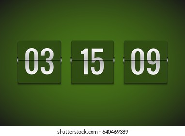 Countdown timer clock counter. Flip vector timer template. Display information of minute, hour. Scoreboard info.