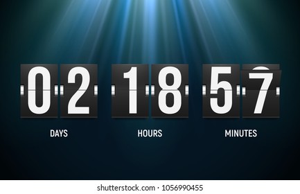 Countdown timer. Clock counter. Mechanical scoreboard. Vector template for your design.