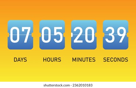 Countdown timer. Clock counter. Mechanical scoreboard. Countdown template for your design. Vector illustration	