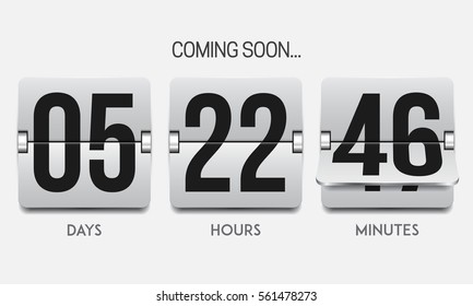 Countdown timer. Clock counter. Mechanical scoreboard. Vector template for your design.