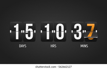 Countdown timer. Clock counter. Mechanical scoreboard. Vector template for your design.