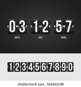 Countdown timer. Clock counter. Mechanical scoreboard. Vector template for your design.