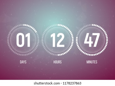 Countdown timer. Clock counter. Vector template for your design.