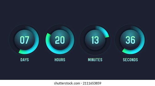 Countdown timer. Clock counter. Vector template for your design.