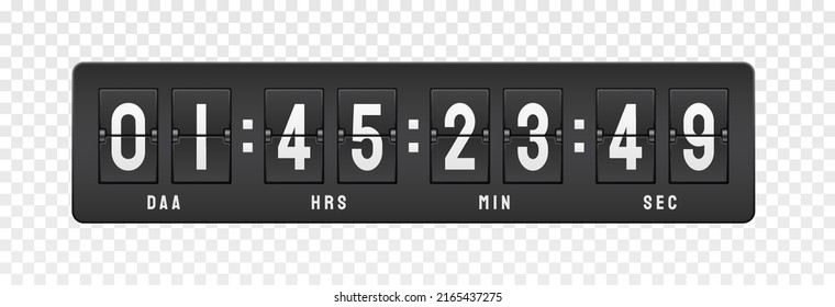 Countdown timer day. Graphic elements for promotions and lotteries. Special offer for customers. Deadline and timer for responsible and hardworking employees. Realistic flat vector illustration