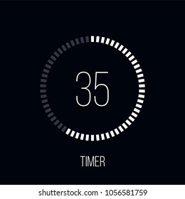 Countdown-Timer oder Digital-Zähler-Uhr-Vektorillustration flache Kreis Punkte Symbol für Smartphone-UI oder UX-Countdown-Timer-Design