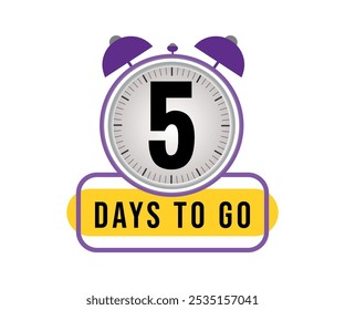 Countdown timer icon 5 days to go number banner templates